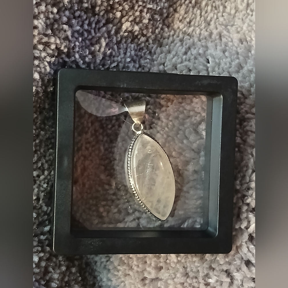 Sterling Silver Rutilated Quartz Marquise Pendant